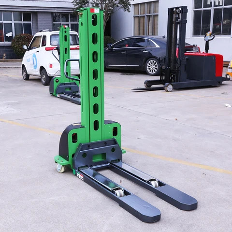 Semi electric stacker 500kg 1000 kg 1250mm 1300mm lifting height economic full electric self lift stacker