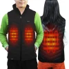 Sidiou Group USB Dual Switches Heating Hooded Gilet Warm Lightweight Adjustable Temperature Heated Vest Clothing Men