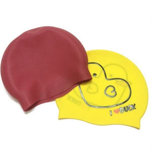 Silicone Swim Cap for Women, Waterproof Long Hair Swimming Caps with Fashion Design Printed Hat