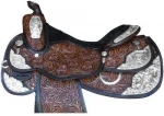 Silver Premium Genuine Cowhide Leather Western Pleasure Show Horse Saddle |Size: Size 10