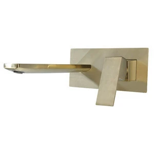 Single Handle Wall Mount Basin Mixer Taps Brushed Gold Faucets Bathroom
