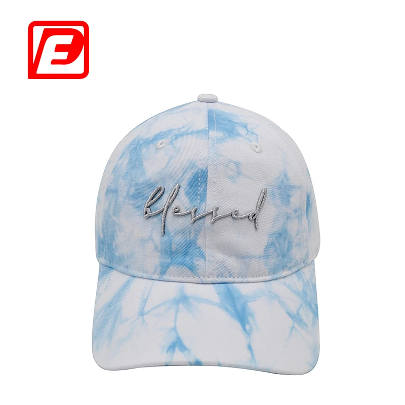 Sky Blue Dyeing Custom Logo High Quality Unisex 6 Panel Snapback Hat Dad Hat