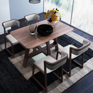 Solid burlywood top surface modern design home furniture general use dining table set