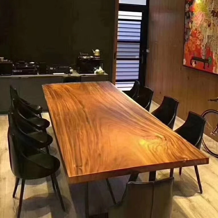 South America walnut natural shape modern wood dining restaurant table