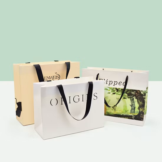 Import Wholesale Luxurious Paper Custom Logo Bag Printing Stock Gift Bag Fast Food Take Away Twisted Handle Printing Shopping Bags from China
