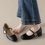 Spring Autumn Versatile Square Toe Single Shoes Commuting Simple Women Mid Heel Shoes