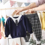 Spring Fashion Children Clothes Two Pieces Set Long-sleeved T-shirt Cotton Baby Boy Clothes Set