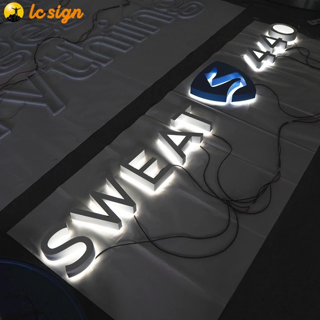 Stainless Steel Acrylic Sign Makers Led Backlit Channel illuminated 3D Letter