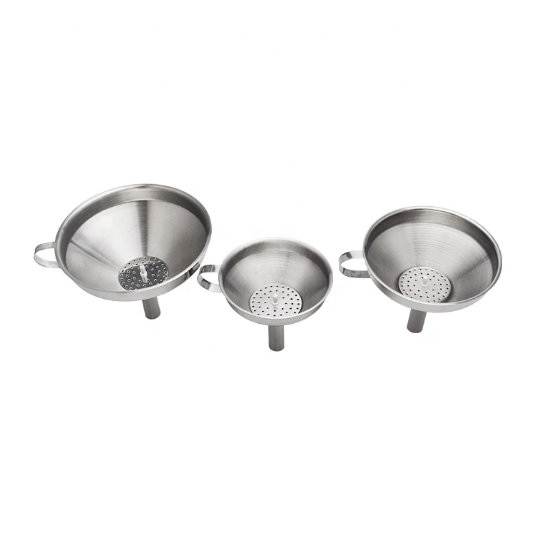 stainless steel kitchen funnel Mini Funnels with Metal Long Handle Large Funnel with Removable Strainer Filter