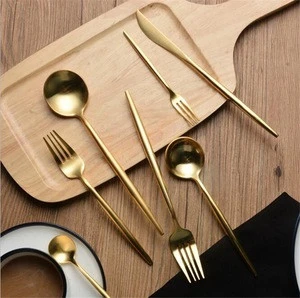 Stainless Steel Matte Gold Cutlery Flatware Sets Spoon Fork Knife for Wedding Party