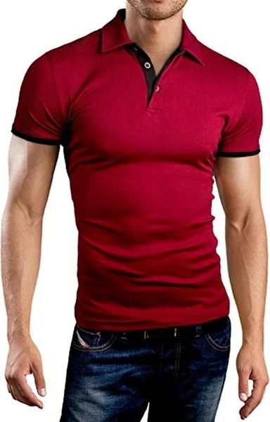 Summer Mens Short Sleeve Casual Polo Shirt Slim Basic Tee Solid Color T-shirt