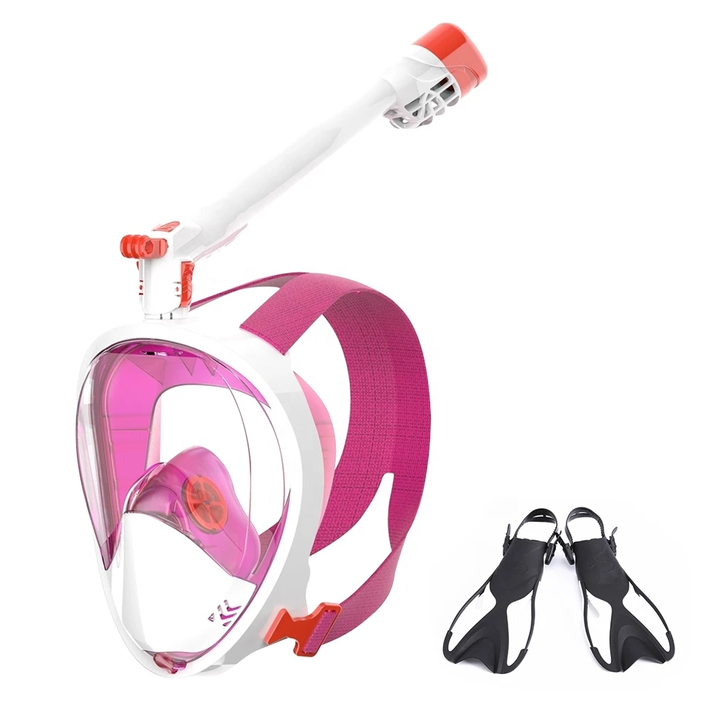 Summer Swimming Gear Set Freediving Snorkel Mask With Dive Flipper