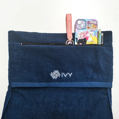 Super Absorbent machine washable 100% cotton zip gym bench towel cover with customize pocket and hood