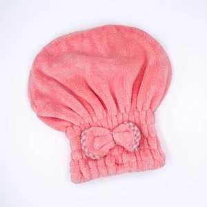 Superfine fiber solid quick drying cap female shower cap drying towel head wrap cap