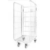 Supermarket Warehouse 3-Side Frame Foldable Rolling Storage Cart White Trolley