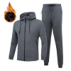 Thicken blank Sportswear Fall and winter sports wear mens running Track Suits windproof Training track suit for men