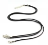 Thin Black Waxed Leather Cotton Cord Necklace Chain with Extender Chain