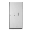 Three door white vertical steel wardrobe for household use