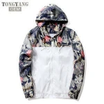 TONGYANG Floral Bomber Jacket Men Hip Hop Slim Fit Flowers Pilot Bomber Jacket Coat Mens Hooded Jackets Plus Size 4XL