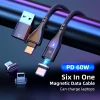 Top-ranking suppliers magnetic phone charging usb cable 6 in 1 PD 60W USB/Type C to micro/type-c/ios Magnetic USB Data Cable