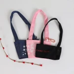 Travel Canvas Cup Sleeve Portable Water Bottle Cover Drink Bottle Holder with Shoulder Strap