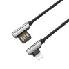 U42 Exquisite steel LINT charging data cable 1.2m stainless steel shell TPE braid double-sided USB 2.4A current elbow desig