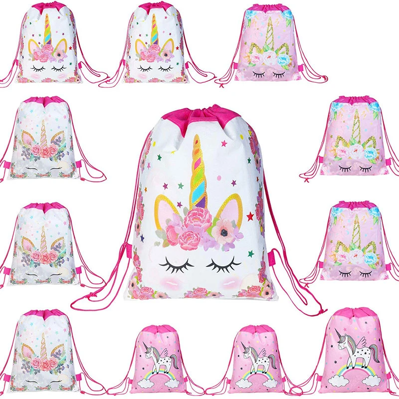 Unicorn Party Favors Bags Drawstring Gifts Bags for Kids Party Decoration