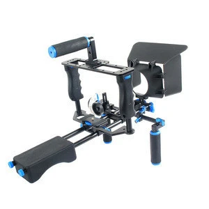 Universal professional dslr camera rig cage camera stabilizer kit with follow focus matte box for canon