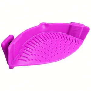 Universal Size Fit Most Pans Clip On Green Silicone Sink Pasta Filter Noodle Strainer