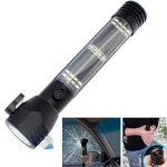 USB Solar Flashlight Torch for Camping Outdoor Climbing Hiking Emergency Hand Cranking Solar Powered Rechargeable LED Flashlight