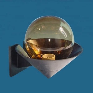 uvioresistant pmma tea color outdoor globe wall light frosted glass lamp