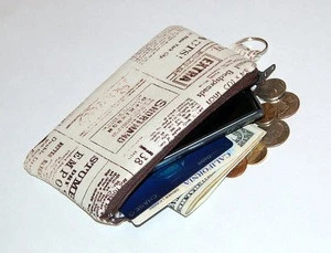 Vintage Newspaper Zipper Pouch For Gadget