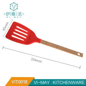 VIT0018 Food grade 7pcs Silicone Kitchen Utensils Multicolor Cooking Tools Set with Bamboo Handle