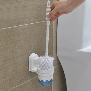 Wall Mounted Plastic Toilet Brush Holder with Suction Cup