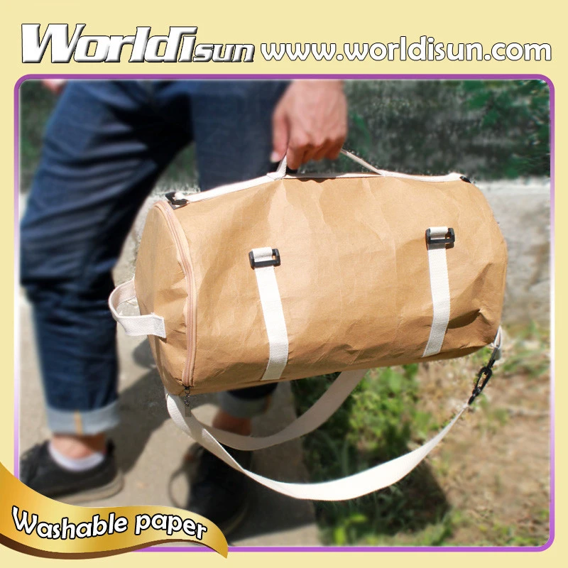 Washable Kraft Paper Gym Bag Tote Bags Oversized Travel Duffle Shoulder Handbag Weekend Bags