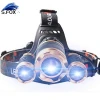 Waterproof Adjustable Focus 3 Heads Gold Color LED Headlamp T6 Zoomable LED Headlight