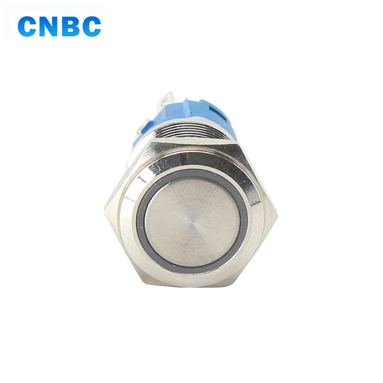 Waterproof IP67 1no1nc ring led red yellow blue momentary 12v 220v metal push button switch with terminal pins
