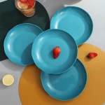 Wheat Straw Plate Dark Green Wheat Tableware Western Food Plate Vegetable Plate Household Tray Fruit dish