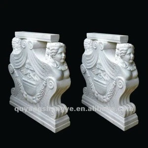 white marble Sphinx table bases for stone tops