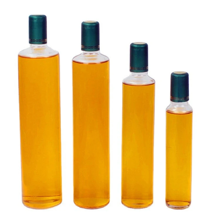 Wholesale 250ml olive oil glass bottle dark green square 500ml round camellia oil bottle soy sauce vinegar bottle sesame oil