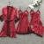 Import Wholesale  4 piece sets sexy solid pajamas silk satin bathrobe  robe sets lace trim sleepwear for women from China