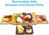 Wholesale Cheese Board and Knife Set Charcuterie Board Organic Bamboo Cheese Platter with Accessories Drawer