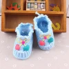 Wholesale cute winter crochet fashion custom blue soft new born baby shoes