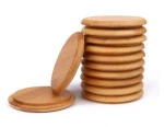 Wholesale decorative bamboo coffee mug cover wood glass drink wooden cup lid