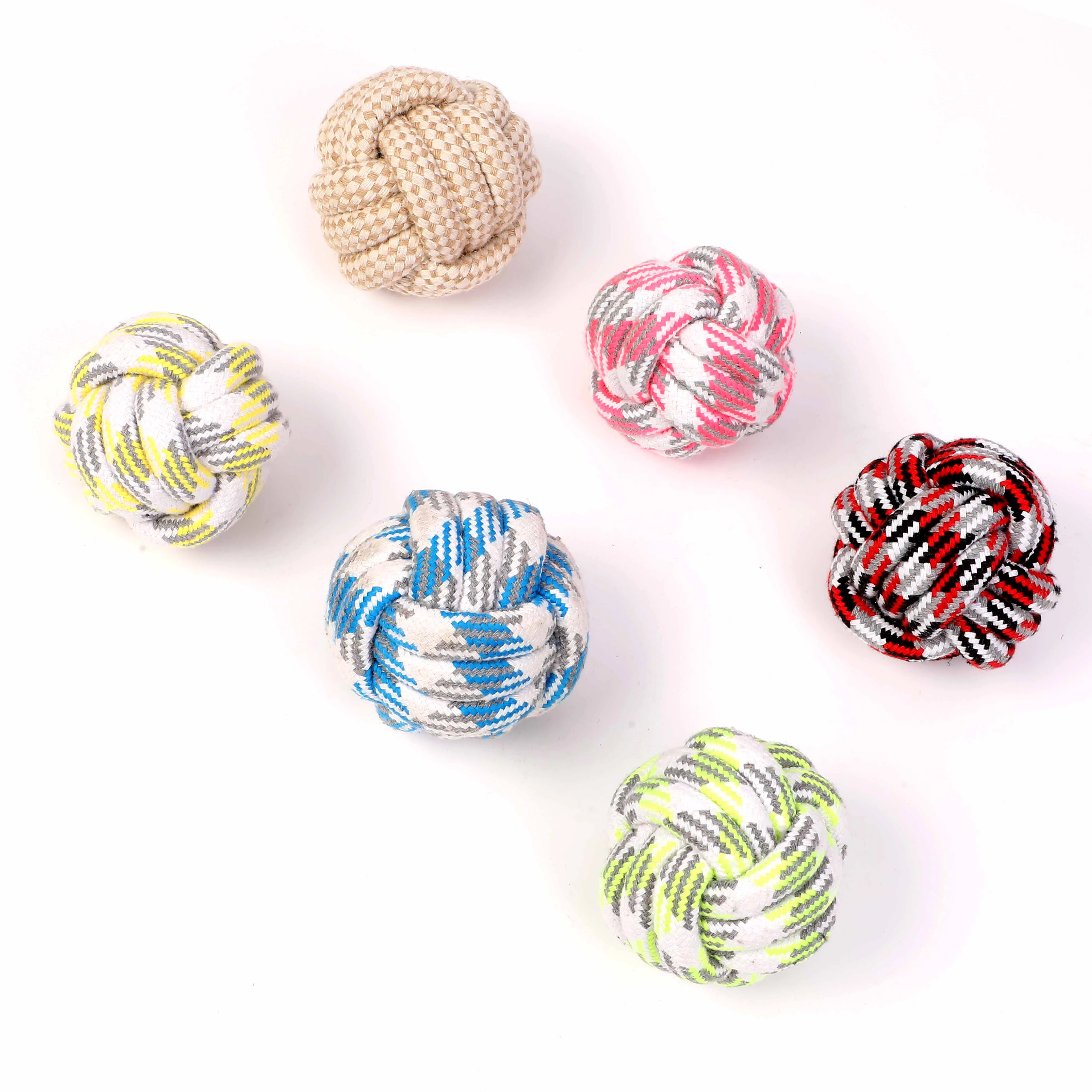 Wholesale Durable Pet toss fetch games toy Natural Cotton Ropes balls Chew Toys natural cotton fibers rope Chew Toy
