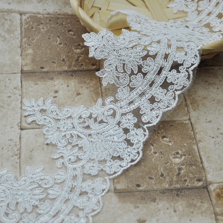 Wholesale Factory dress Wedding high quality border white cord embroidery bridal lace trim