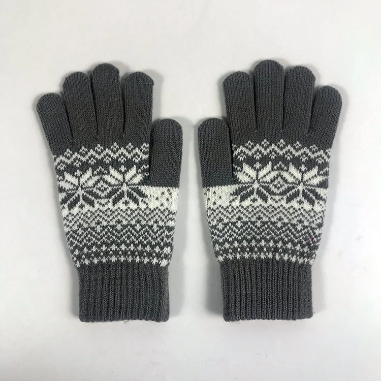 Wholesale factory knitted magic gloves custom jacquard pattern with finger touching screen