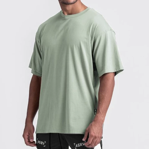 wholesale fashion plain oversized quick fit gym t shirt for men custom logo casual cotton fitness t-shirt dry fit