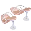 Wholesale fashion summer custom PU clear heel women ladies slippers and sandals