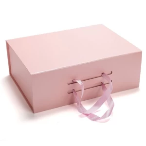 Wholesale Folding Box Book Type With Ribbon Handle Cardboard  Paper Packaging Boxes new arrival fo simple elegant folding